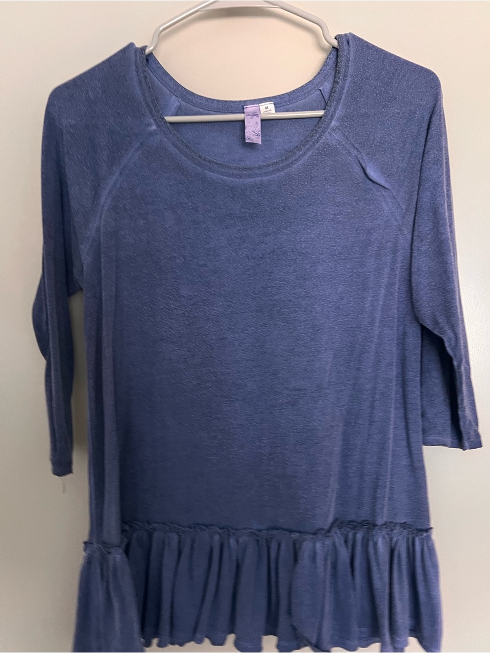 Women's Peplum Hem Long Sleeve Top - Blue